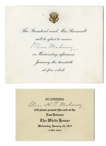 Franklin D. Roosevelt Presidential Inauguration Invitation & White House Entrance Card